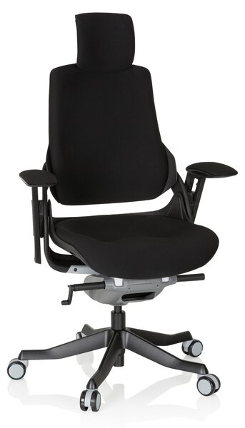 Sedia da ufficio SPEKTRE, rivestita in tessuto nero, ergonomica, con altezza regolabile