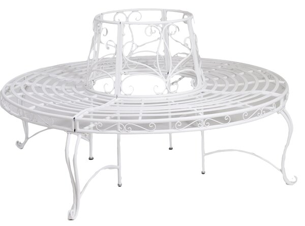 Panchina Rotonda da Giardino in Metallo Ø151 cm Bianca