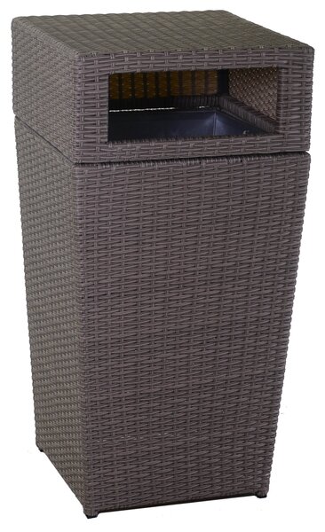 Pattumiera da Esterno Quadrata in Polyrattan 45,5x45,5x89 cm Atlanta Grigio
