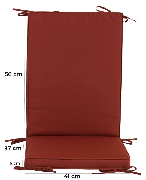 Cuscino con Schienale per Sedie da Giardino 93x41cm Bauer Box Bordeaux