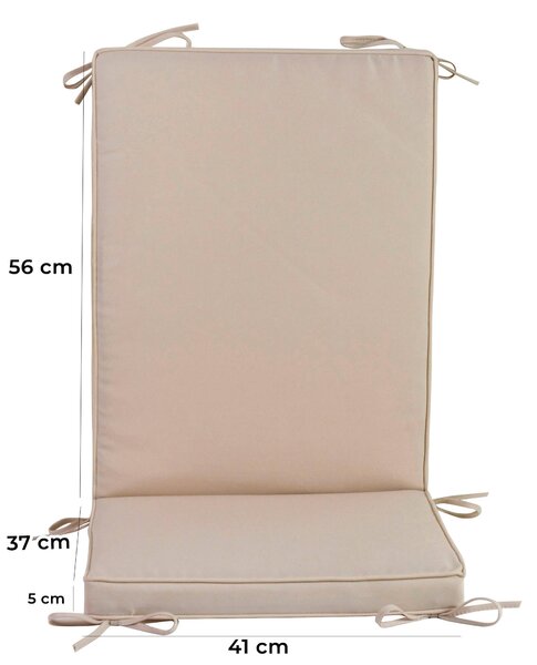 Cuscino con Schienale per Sedie da Giardino 93x41cm Bauer Box Ecrù