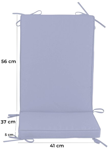 Cuscino con Schienale per Sedie da Giardino 93x41cm Bauer Box Grigio Perla