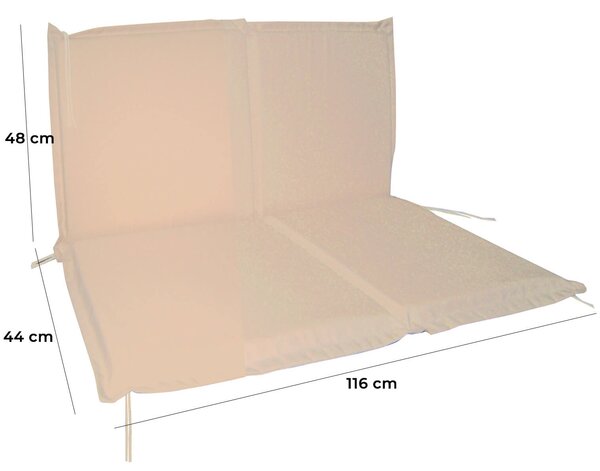 Cuscino per Panca e Divano 2 Posti da Giardino 92x116cm Bauer Summer Ecrù