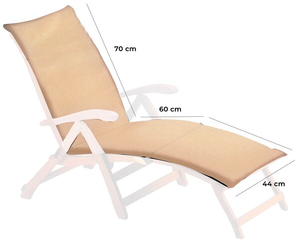 Cuscino per Lettino Prendisole da Giardino 183x44cm Bauer Summer Ecrù