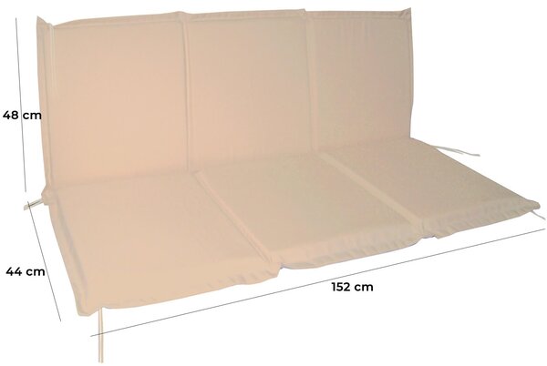 Cuscino per Panca e Divano 3 Posti da Giardino 92x152cm Bauer Summer Ecrù