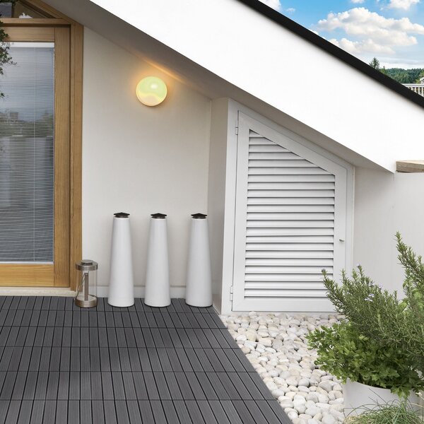 Pavimentazione da Esterno Incastrabile 11 Mattonelle 30x30x2.2 cm Grigia