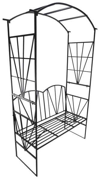 Panchina da Giardino 2 Posti con Arco Rampicanti per Piante Nero 115x59x203 cm