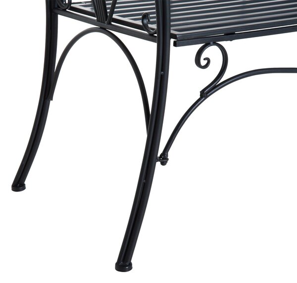 Panchina da Giardino 2 Posti in Metallo Nera 133x51.5x90 cm