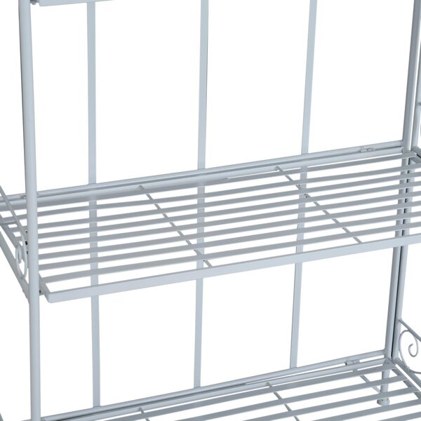 Fioriera Scaffale Portafiori Verticale a 4 Ripiani in Ferro Verniciato Bianco 71x33x164 cm