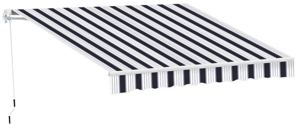 Tenda da Sole Avvolgibile a Parete Manuale a Righe Blu e bianco 2.5x2m