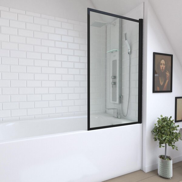 Parete doccia monopezzo Aurlane Dark Edge 75 x 130 cm vetro trasparente colore profilo nero FAC602