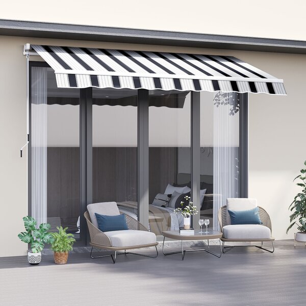 Tenda da Sole Avvolgibile a Parete Manuale a Righe Blu e bianco 2.5x2m