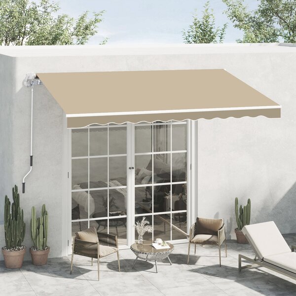 Tenda da Sole Avvolgibile Parasole a Parete Manuale Impermeabile Beige 2.5x2m