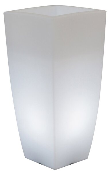 Vaso Luminoso Quadrato 33x33x70 cm Bauer Home Light Ghiaccio e Bianco