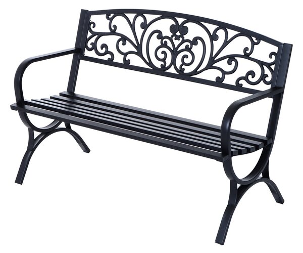 Panchina da Giardino 2 Posti in Ghisa Lavorata Nero 127x60x85 cm