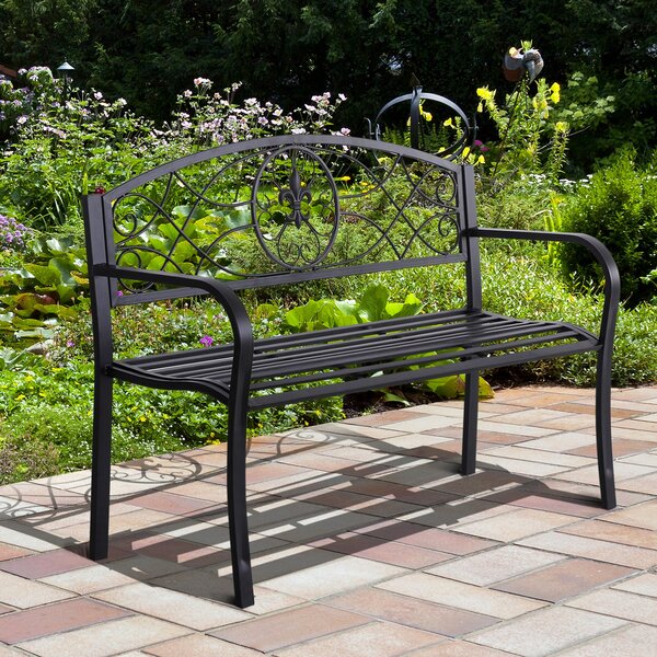 Panchina da Giardino 2 Posti in Ferro Battuto Nero