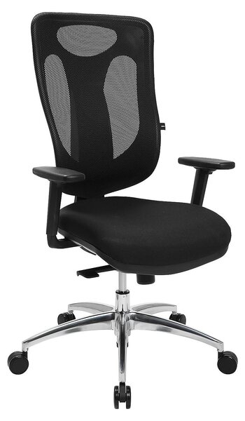 Sedia da ufficio ergonomica, con supporto lombare in rete, braccioli, colore nero e bianco