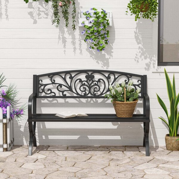 Panchina da Giardino 2 Posti in Ghisa Lavorata Nero 127x60x85 cm