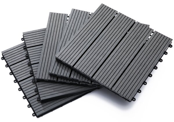 Pavimentazione da Esterno Incastrabile Piastrelle da Giardino 11 Mattonelle 30x30x2.2 cm Grigio