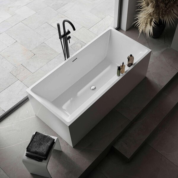 Vasca da bagno freestanding VERONA - Acrilico - Bianco - 170 x 80 x 60 cm - con superficie di appoggio