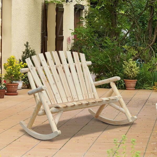 Panchina Dondolo da Giardino 2 Posti in Legno 96x112.5x100 cm