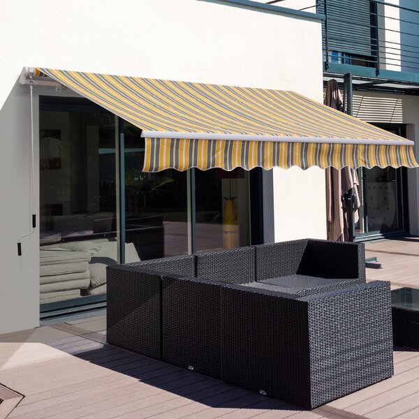 Tenda da Sole Avvolgibile a Braccio a Parete 3,5x2,5m Grigio e Giallo
