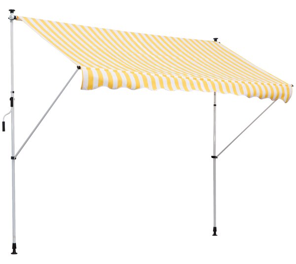 Tenda da Sole a Muro con Pali di Supporto 3x1.5m Bianco e Giallo
