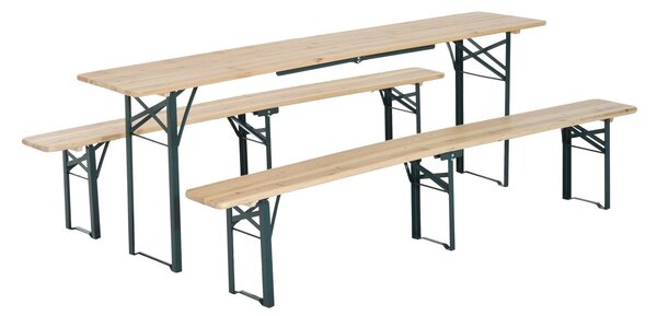 Set Birreria Pieghevole Tavolo con 2 Panche in Legno di Abete