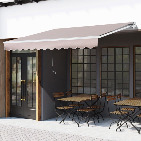 Tenda da Sole a Braccio 2.95x2m Avvolgibile Manuale a Parete in Poliestere Beige