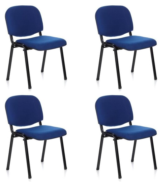 Set di 4 sedie per ospiti modello XT 600, rivestite in tessuto blu, impilabili