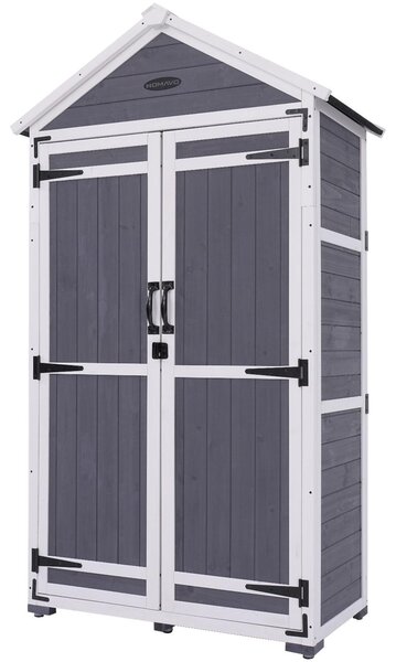 HOMAVO Casetta da giardino in legno con protezione UV e tetto a falda unica, casetta da giardino in legno con pavimento, 99,3 × 56,5 × 178 cm, ripostiglio per giardino, terrazza, cortile, prato