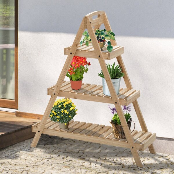 Portapiante Fioriera 3 Livelli 86x28x100 cm Piramide in Legno di Abete Bianco