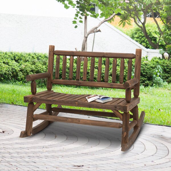 Panchina da Giardino a Dondolo 2 Posti 112x67x93 cm in Legno di Abete Rustico