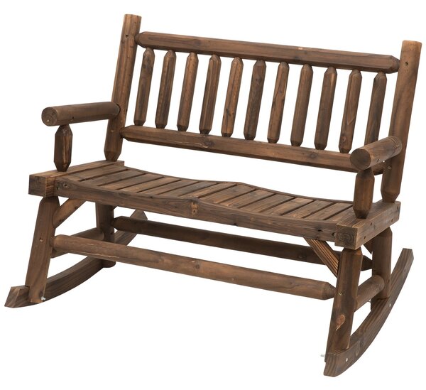 Panchina da Giardino a Dondolo 2 Posti 112x67x93 cm in Legno di Abete Rustico