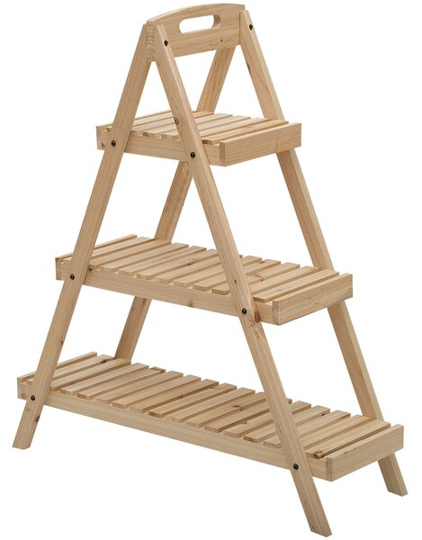 Portapiante Fioriera 3 Livelli 86x28x100 cm Piramide in Legno di Abete Bianco