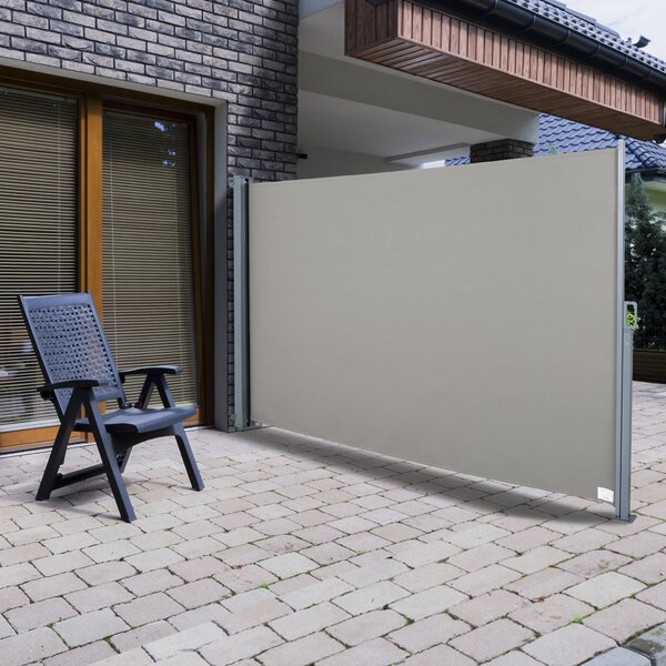 Tenda Laterale Frangivista da Giardino 3x1,60m in Alluminio e Tessuto Grigio