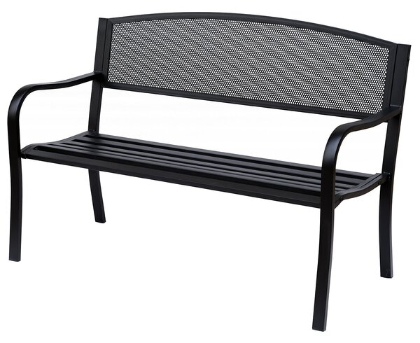 Panca da Giardino 2 Posti in Acciaio 127x60x85 cm Nero