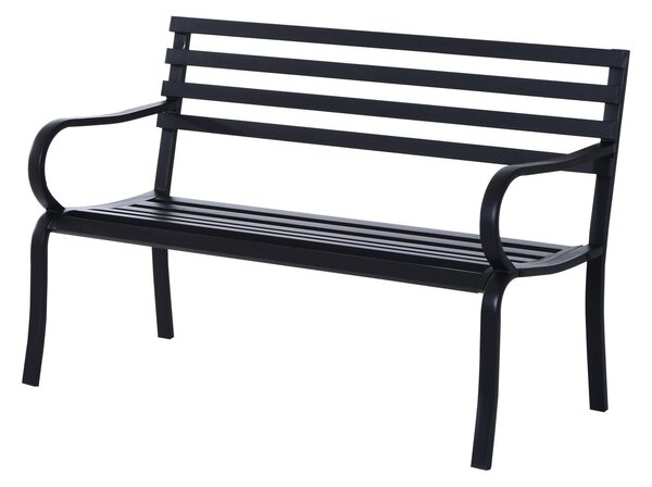 Panca da Giardino 2 Posti in Metallo 127x62x82 cm Nero