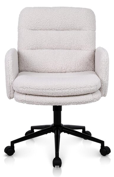 Sedia da ufficio rivestita in simil cachemire, regolabile in altezza, color crema