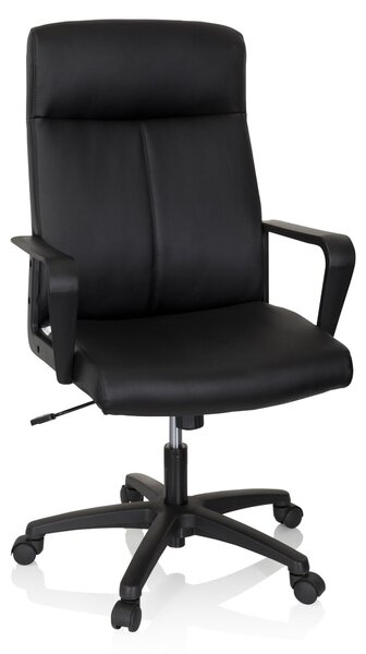 Sedia da ufficio LISSO, rivestita in ecopelle nera, ergonomica e regolabile in altezza