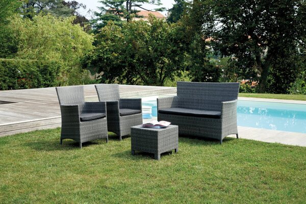 Panchina da Giardino 2 Posti in Wicker Vorghini Ravenna Grigia