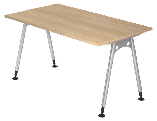 Scrivania della serie "A" di bümö - Finitura: effetto legno di quercia, dimensioni: 140 x 80 cm