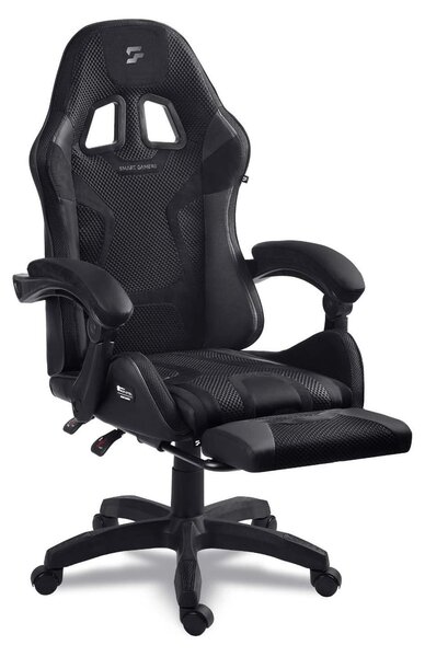 Sedia da gaming ergonomica con poggiapiedi, capacità massima di 120 kg, colore nero
