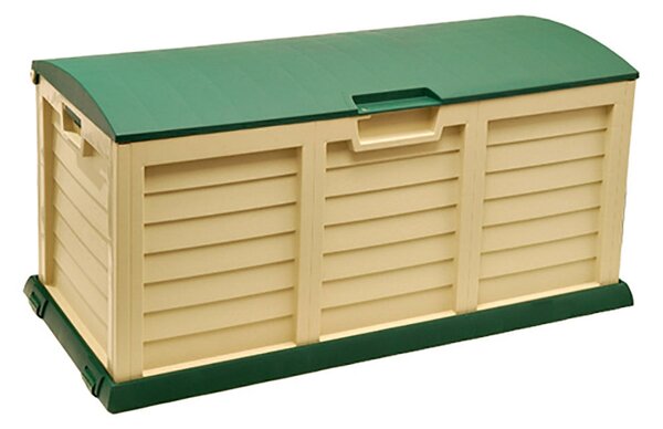 Cassapanca Baule da Esterno Rettangolare 140x61x69cm in Resina con Ruote Bauer Beige e Verde