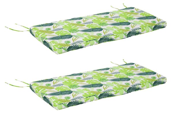 Set 2 Cuscini per Dondolo e Panchine 120x50x5 cm in Poliestere Verdi