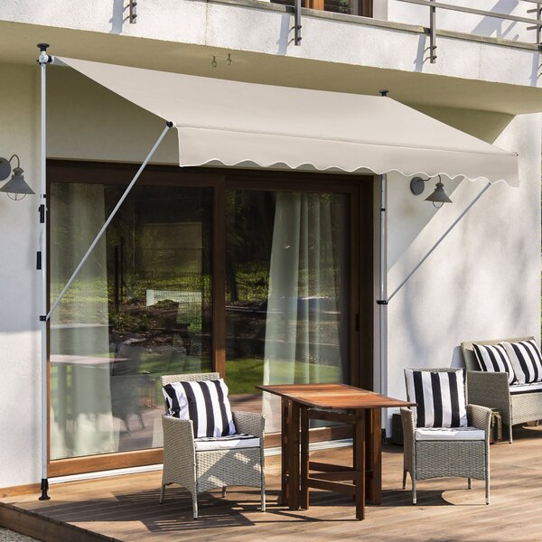 Tenda da Sole Avvolgibile 4x1,2m Autoportante Bianca