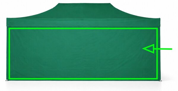 Parete laterale 6 m per gazebo pieghevoli ALU 3x6 m – PVC 450 g/m², impermeabile - Verde