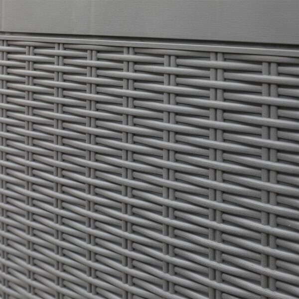 Cassapanca Baule da Esterno 122x54,5x62,5 cm Effetto Rattan Grigia