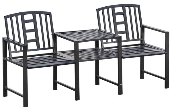 Panchina 2 Posti da Giardino 165x52x83 cm con Tavolino Nera