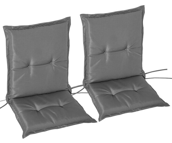 Set 2 Cuscini per Serdie da Giardino 100x48 cm con Schienale Alto in Poliestere Grigio Scuro